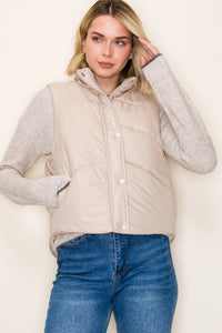 Sadie Quilted Puffer Vest | Women’s Zip-Up Polar Collar Vest with Pockets