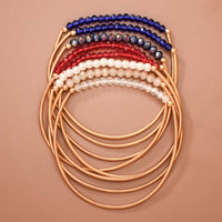 Patriotic Boho Layered Guitar String Bracelet Set