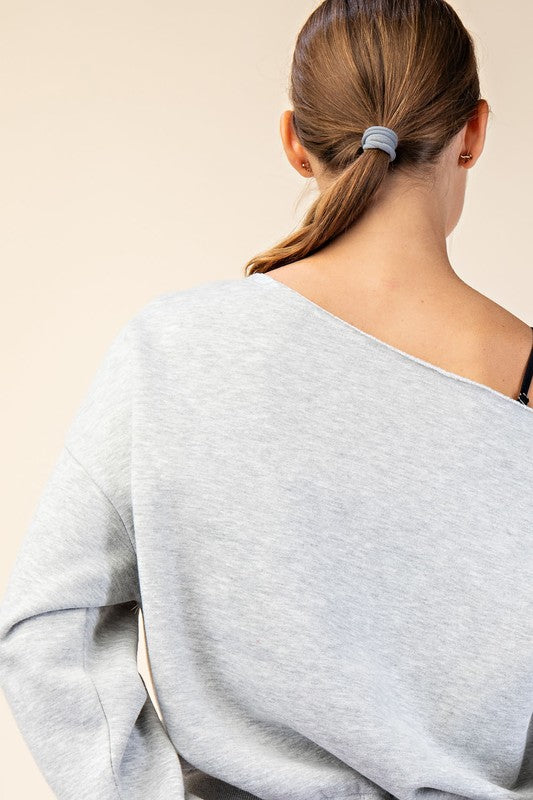 Molli Slouchy Off the Shoulder Sweatshirt: Heather Grey