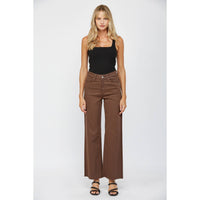 Mica Denim "Lorelai" Super High Rise Wide Leg Jeans – Chocolate Brown