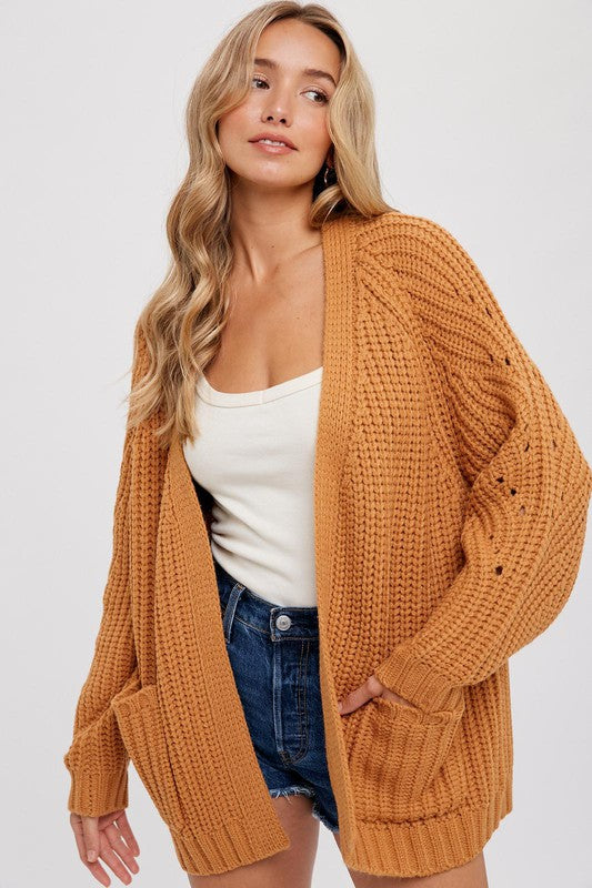Abbie Chunky Pointelle Open Front Cardigan