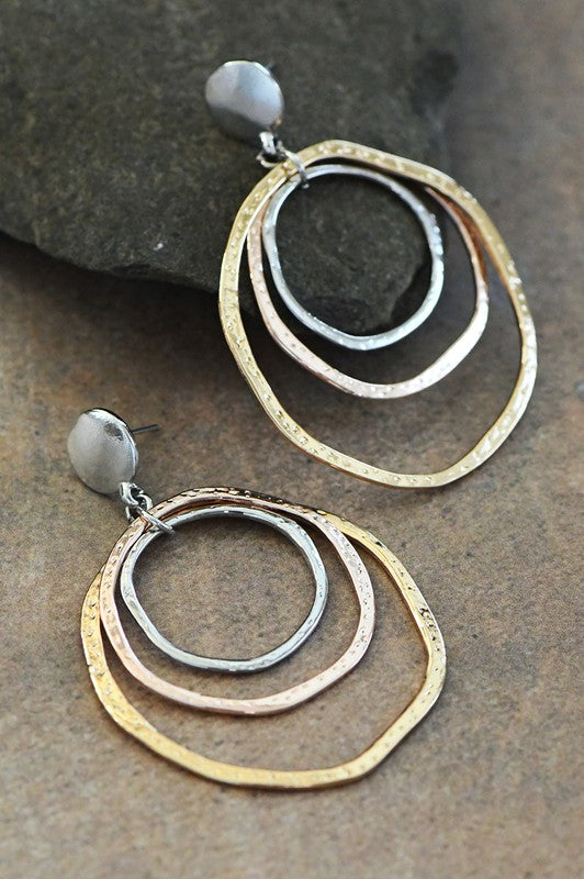 Boho Metal Drop Earrings: Gold/Silver