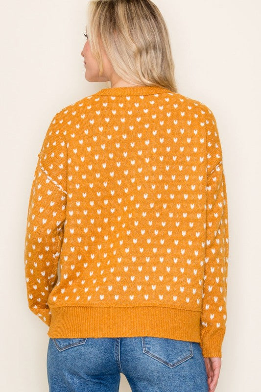 The Hattie Heart Knit Sweater – Golden Mustard