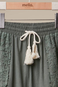 The Olive Grove Lace Jogger Pants: Olive