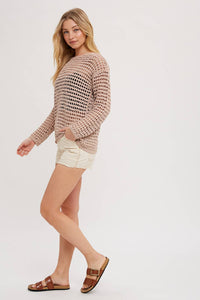 Gretchen Open Knit Sweater: Latte