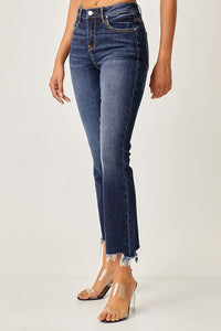 Risen Plus Size High Rise Slim Straight Jeans: Dark Wash