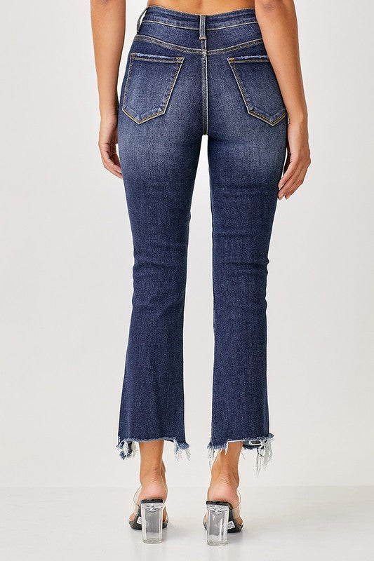 Risen Plus Size High Rise Slim Straight Jeans: Dark Wash