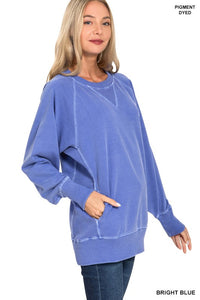 Tatum Pigment Dyed French Terry Pullover – Lightweight Cotton Sweatshirt with Pockets