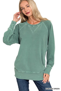 Tatum Pigment Dyed French Terry Pullover – Lightweight Cotton Sweatshirt with Pockets