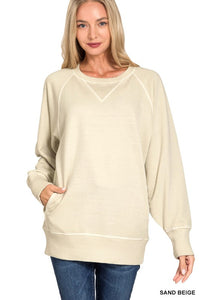 Tatum Pigment Dyed French Terry Pullover – Lightweight Cotton Sweatshirt with Pockets