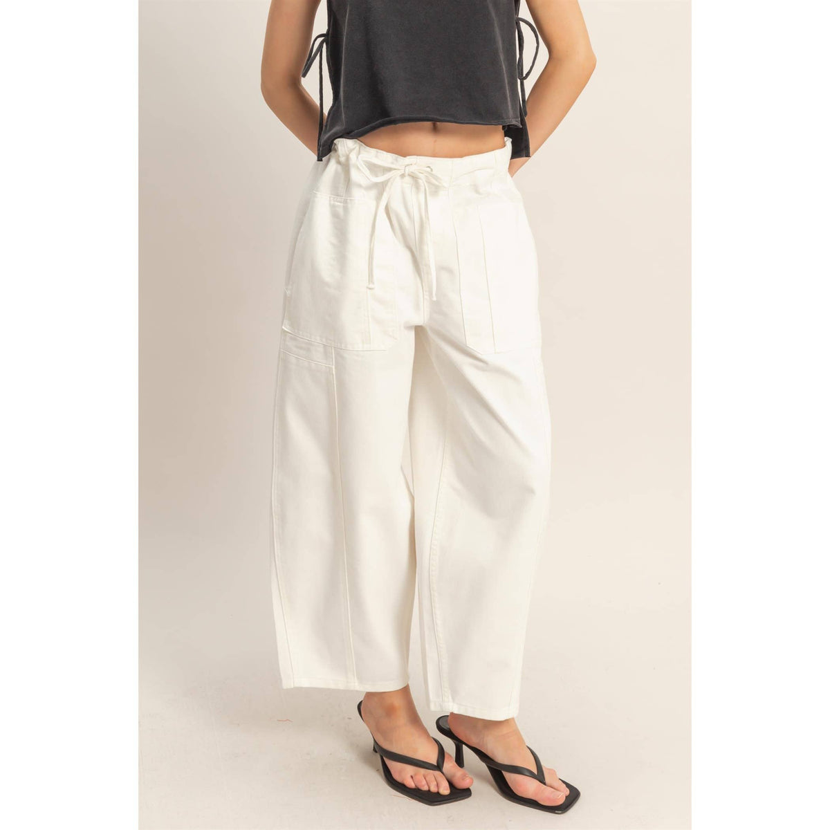 Wide Pants With Oversize Pockets: L.BLUE / S-M-L(2-2-2)