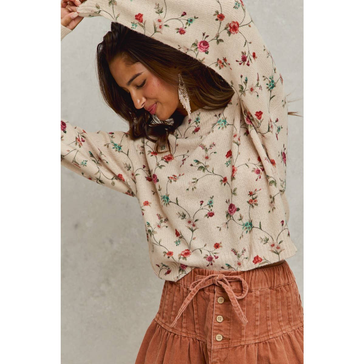 Love Grows Here Floral Sweater: Ivory