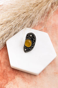 Nostalgic Vintage Honey Tiger's Eye Adjustable Size Statement Ring