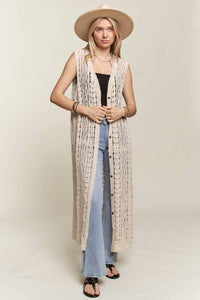 Maggie Summer Crochet Long Sleeveless Vest