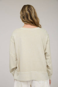 The Dahlia Vintage Wash Crewneck Top: Oatmeal