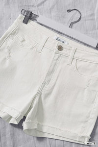 Rio Cuffed Comfort Stretch Denim Shorts: White