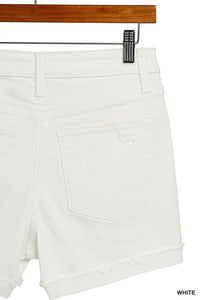 Rio Cuffed Comfort Stretch Denim Shorts: White