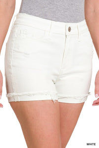 Rio Cuffed Comfort Stretch Denim Shorts: White