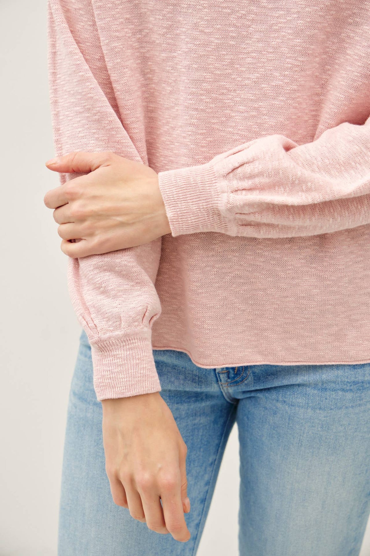 The Cambria Cotton Blend Knit Sweater: Peony Pink – Lightweight Raglan Crew Neck Pullover