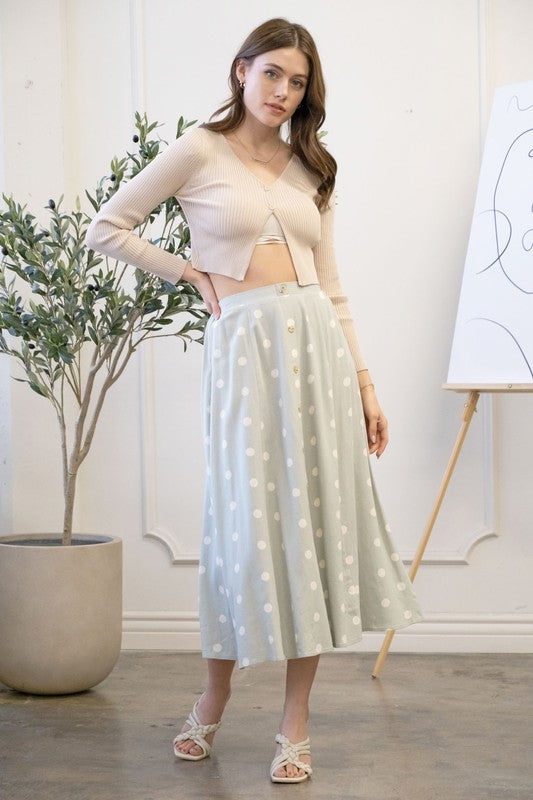 Frida Polka Dot Midi Skirt- Sage