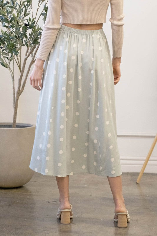 Frida Polka Dot Midi Skirt- Sage