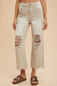 Laya Distressed Wide Straight Jeans