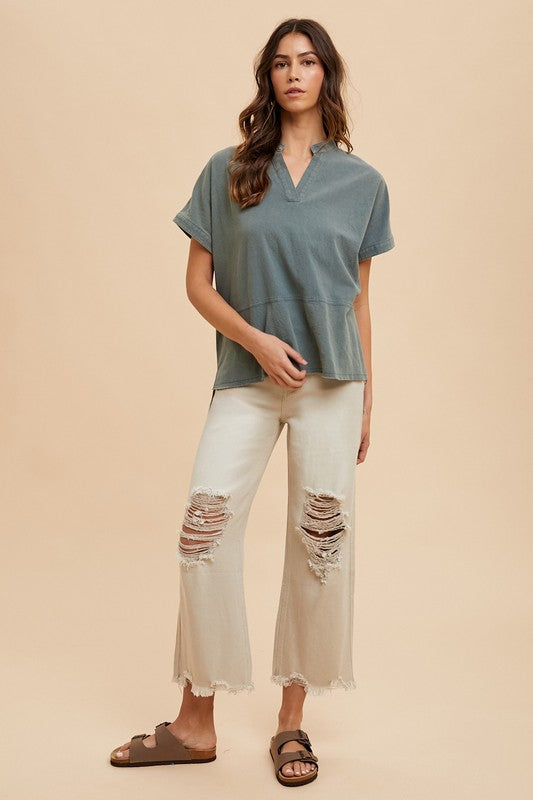 Laya Distressed Wide Straight Jeans