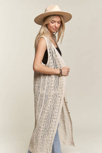 Maggie Summer Crochet Long Sleeveless Vest