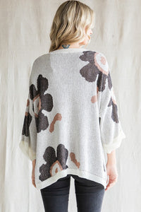 Flower Power Pullover Knit Sweater- Ivory