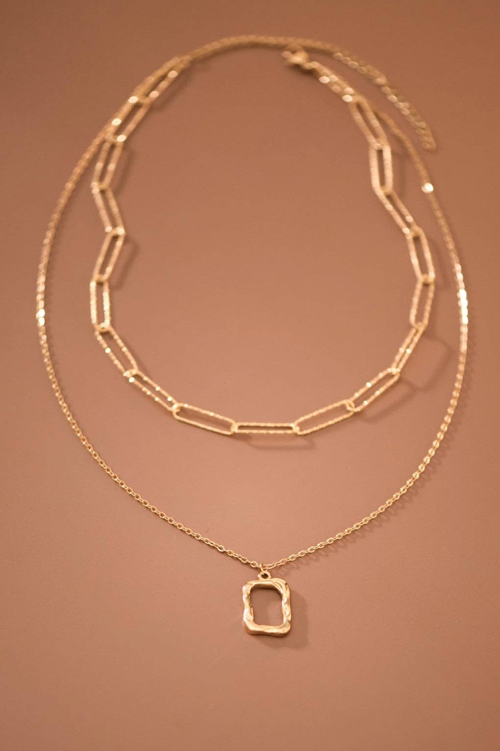 The Carrington Lock Layered Chain Necklace – 18K Gold Dipped Waterproof Stainless Steel Nec