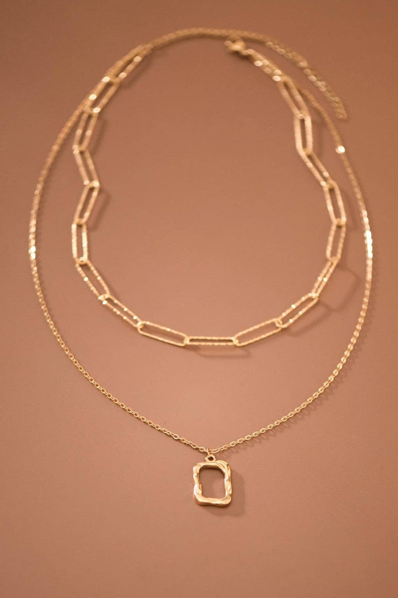 The Carrington Lock Layered Chain Necklace – 18K Gold Dipped Waterproof Stainless Steel Nec