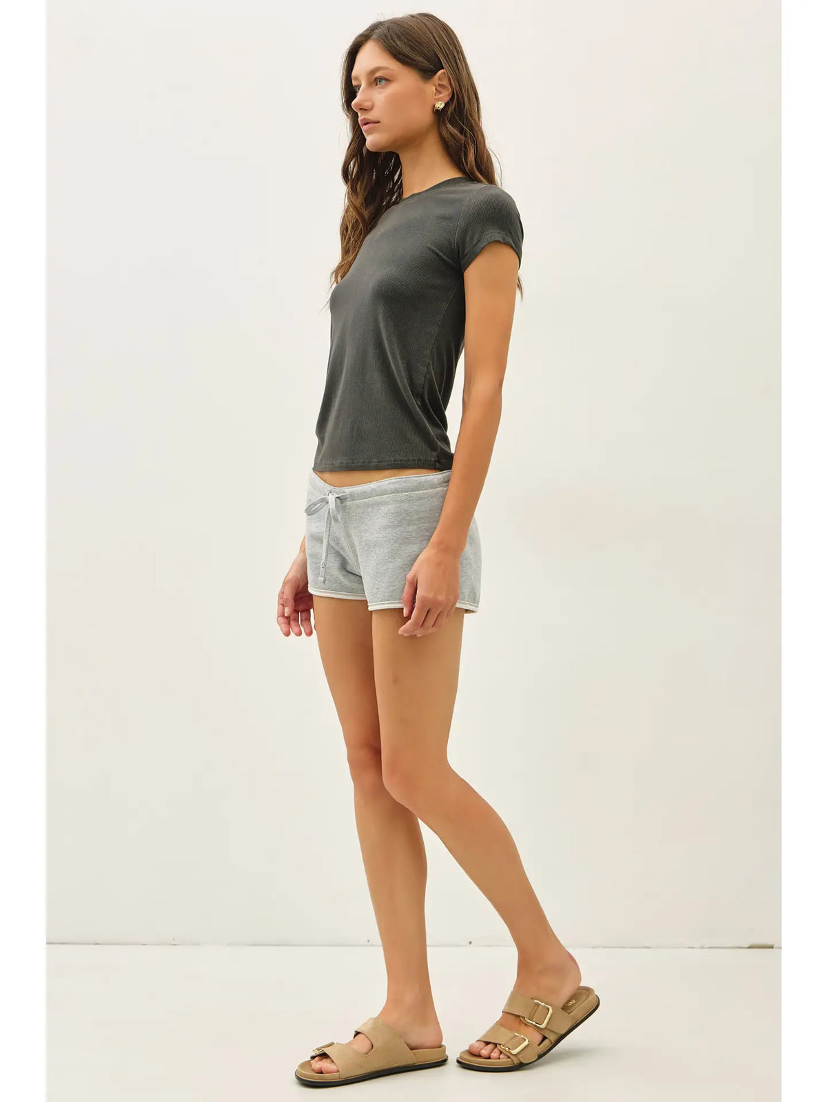 The Merrin Classic Ribbed Baby Tee – Fitted Crew Neck Essential T-Shirt for Women