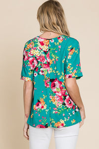 Margot Relaxed Fit Floral Blouse- Green