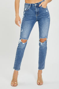 Risen Emberly High Rise Distressed Ankle Skinny Jean: Medium Wash