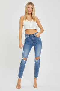 Risen Emberly High Rise Distressed Ankle Skinny Jean: Medium Wash