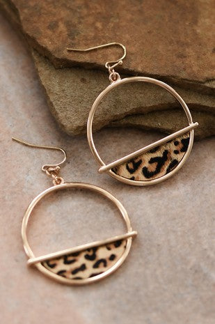 Leopard Print Round Drop Earrings