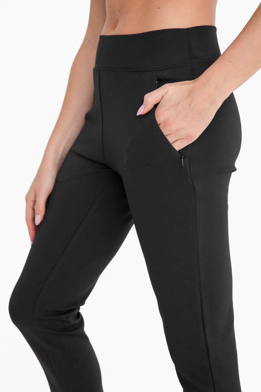 Emerson Ribbed Tapered Active Pant- Black