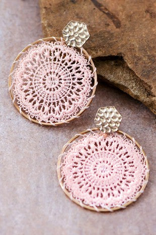 Pretty In Pink Lace Accent Earrings