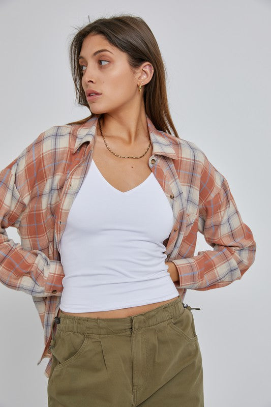Aubrey Boyfriend Flannel Shirt- Auburn