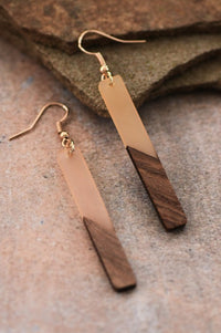 Resin Wood Bar Earrings-