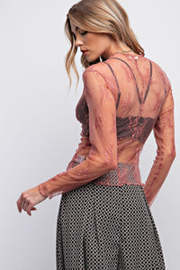 Shiloh All Over Sheer Lace Long Sleeve Top