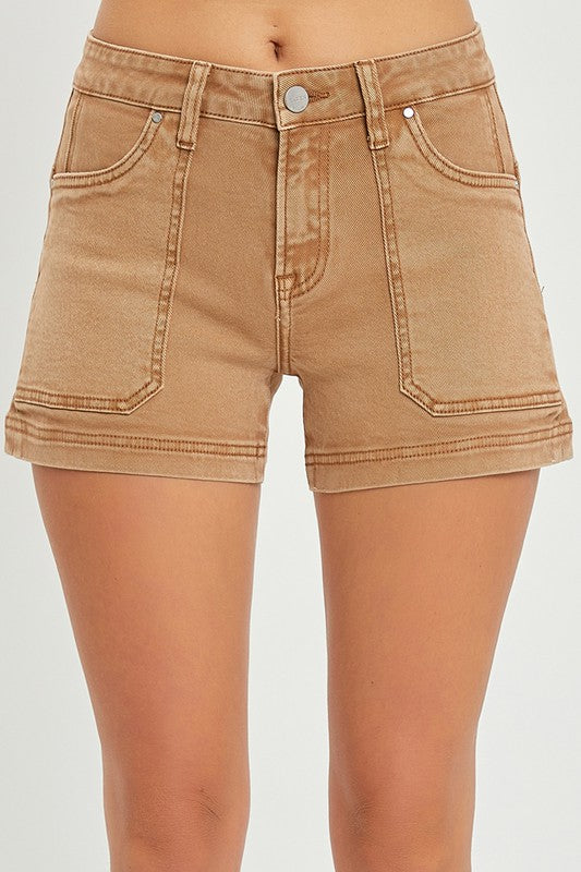 Risen Mid Rise Patch Pocket Shorts