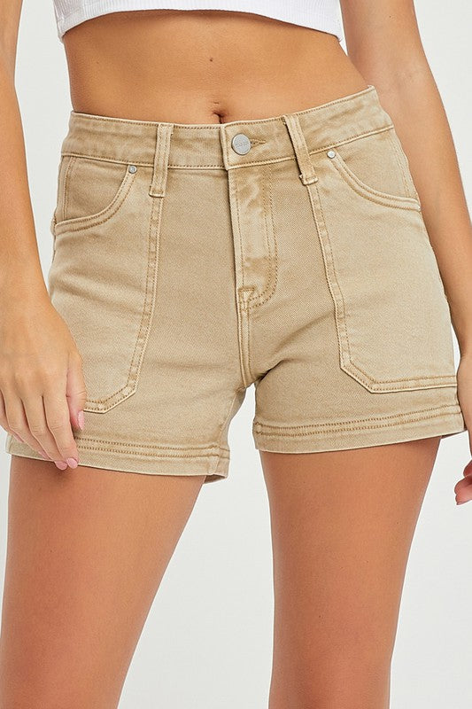 Risen Mid Rise Patch Pocket Shorts