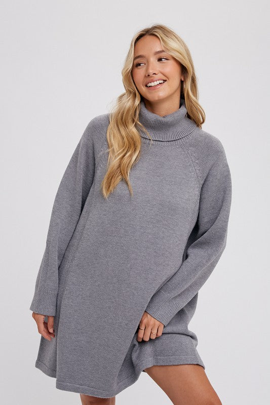 Hunter Turtleneck Sweater Dress: Dark Grey