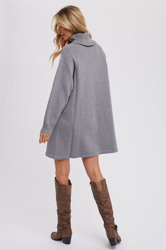 Hunter Turtleneck Sweater Dress: Dark Grey