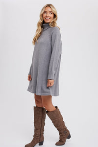 Hunter Turtleneck Sweater Dress: Dark Grey