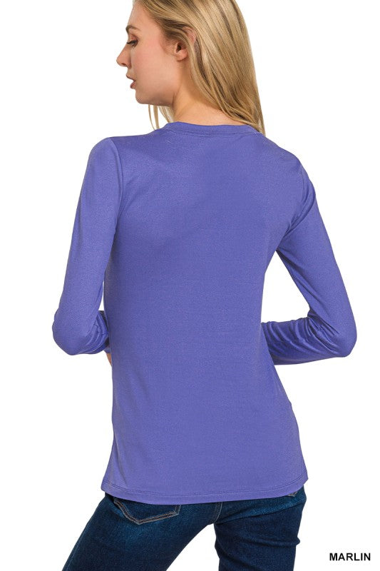 Everly Brushed Microfiber Long Sleeve Tee – Buttery Soft Crewneck Basic (S–3X)