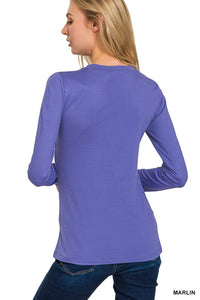 Everly Brushed Microfiber Long Sleeve Tee – Buttery Soft Crewneck Basic (S–3X)
