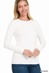 Everly Brushed Microfiber Long Sleeve Tee – Buttery Soft Crewneck Basic (S–3X)