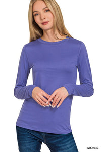 Everly Brushed Microfiber Long Sleeve Tee – Buttery Soft Crewneck Basic (S–3X)